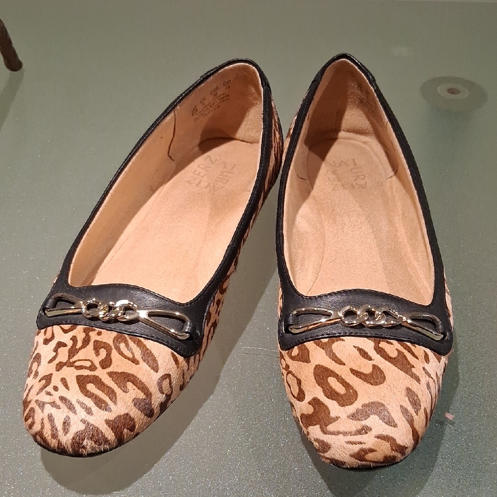 Naturalizer Brown and Black Animal Print Flats